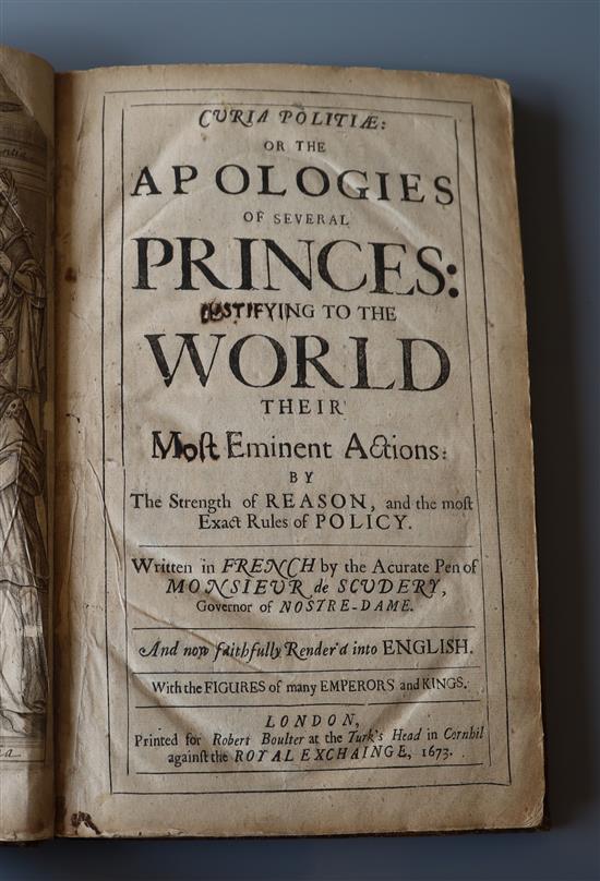 Scudery, George de - Curia Politae: or the Apologies of Several Princes ..., 2nd edition in English, folio,